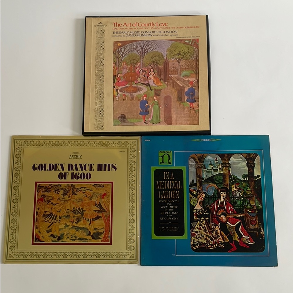 Set of Vintage Record Albums: The Art of Courtly Love, Golden Dance Hits of 1600